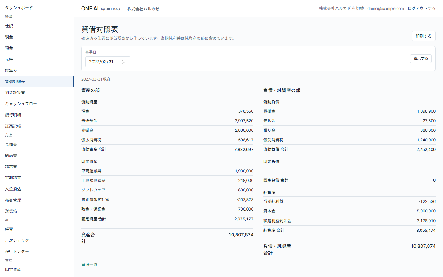 貸借対照表: 資産・負債・純資産の一覧
